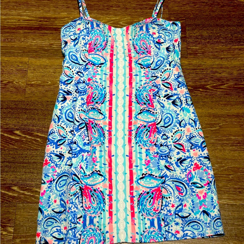 Lilly Pulitzer Shelli Stripes And Streamers Lace Trim Stretch Tie Back Dress 4